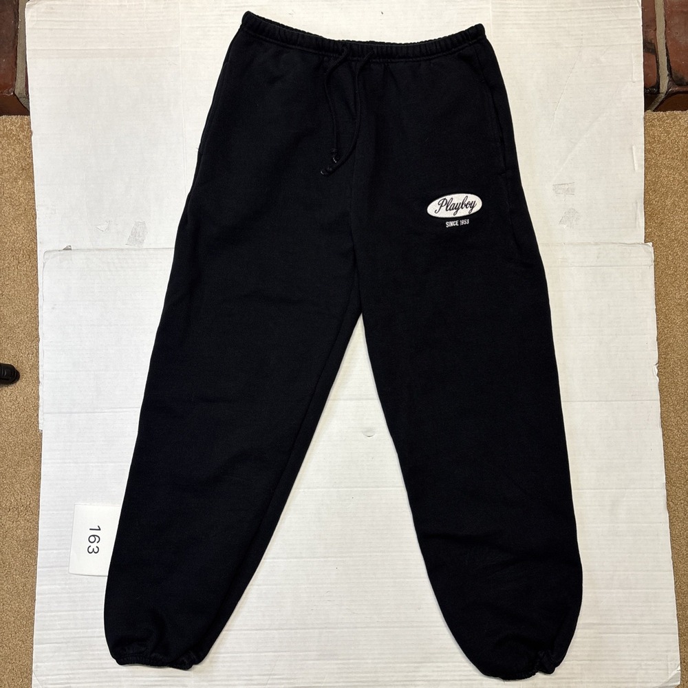 Playboy by PacSun Heavyweight Sweatpants Mens Medium Black Fleece Joggers Bunny